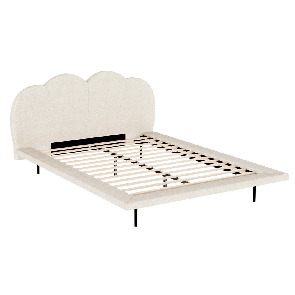 SASA Queen Bed Frame Boucle Beige