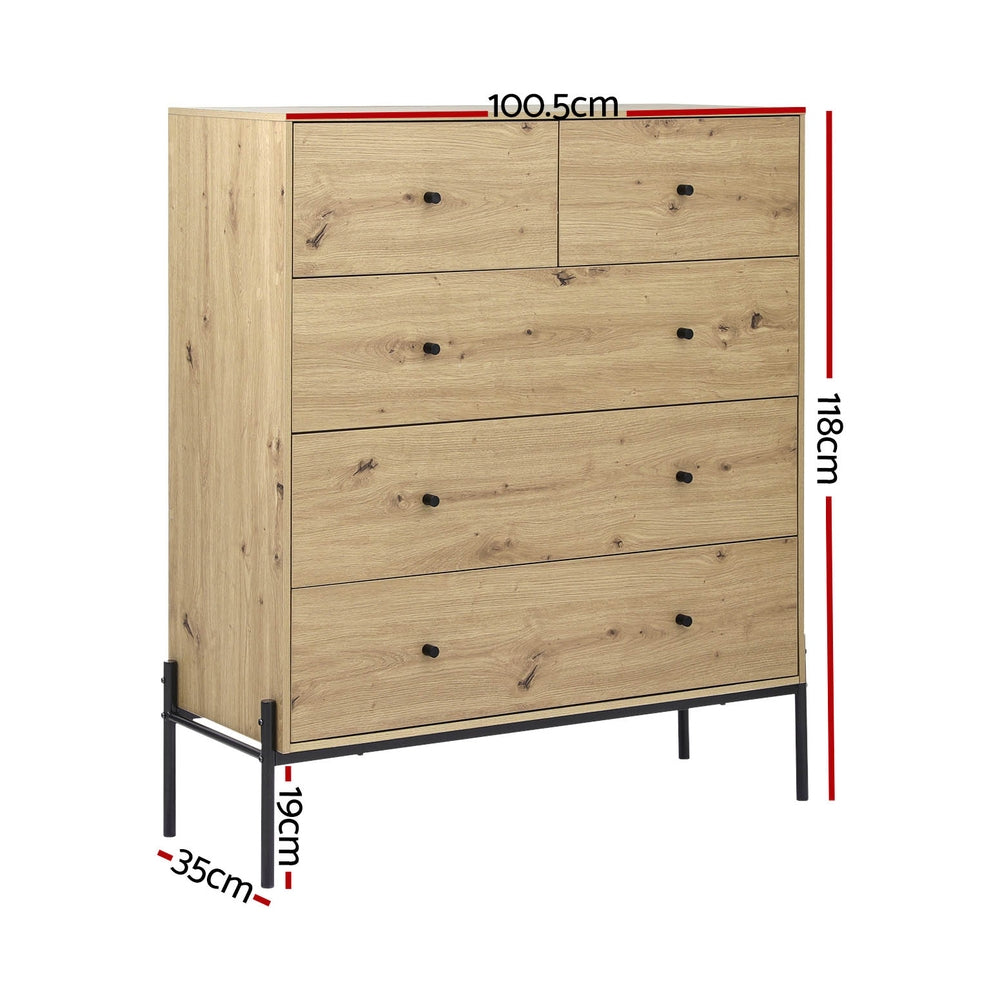 ARNO 5 Chest of Drawers -  Pine