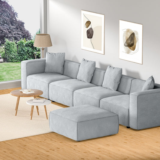 5-Seater Modular Sofa Chaise Set - Grey