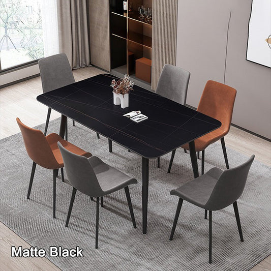 Matte Black Minimalist Slate Kitchen Dining Table Marble 120x60cm