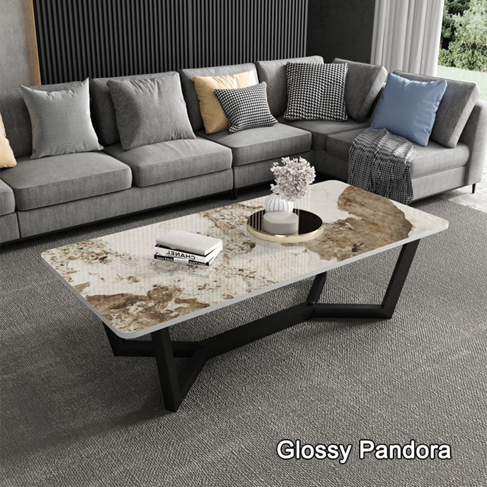 Glossy Pandora Minimalist Slate Coffee Table Marble 120x60cm