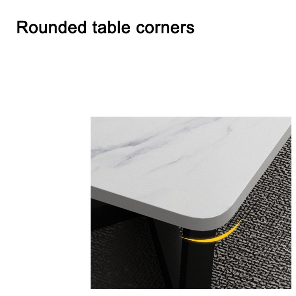 Glossy White Minimalist Slate Coffee Table Marble 120x60cm