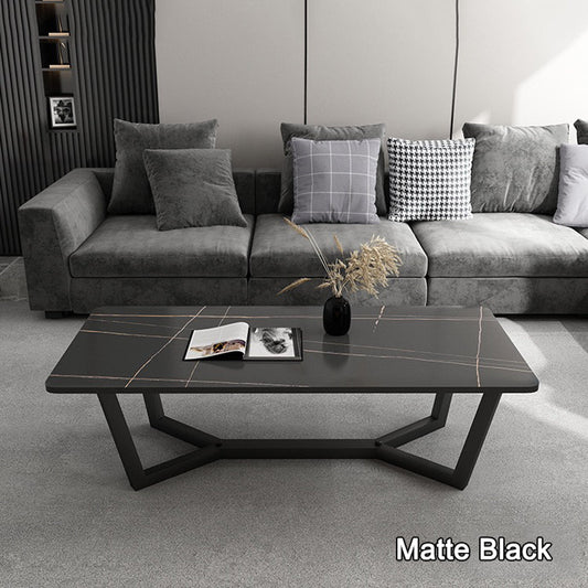 Matte Black Minimalist Slate Coffee Table Marble 120x60cm