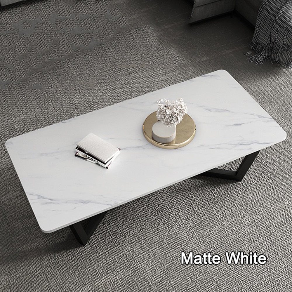 Matte White Minimalist Slate Coffee Table Marble 120x60cm