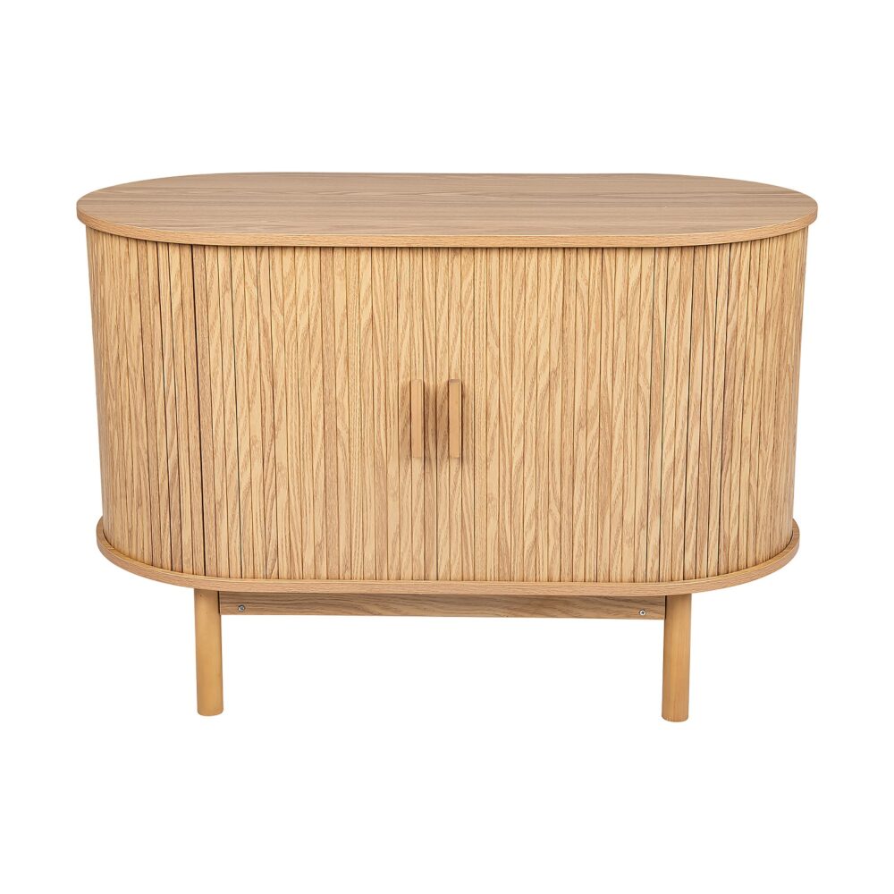 Natural Wood Ribbed Sideboard Cabinet