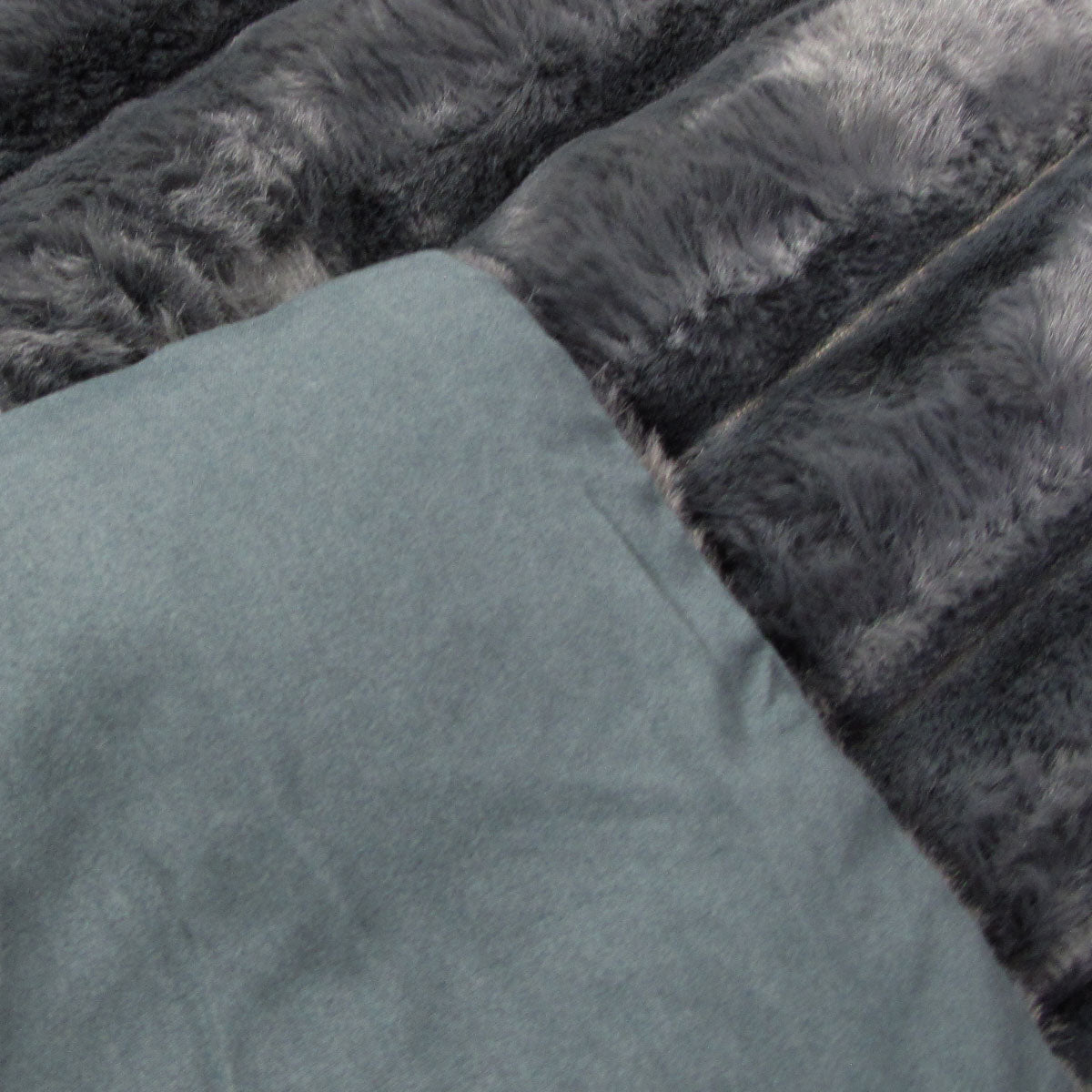 Queen Jane Barrington Arna Charcoal 3 Pcs Channel Faux Bunny Fur Comforter Set