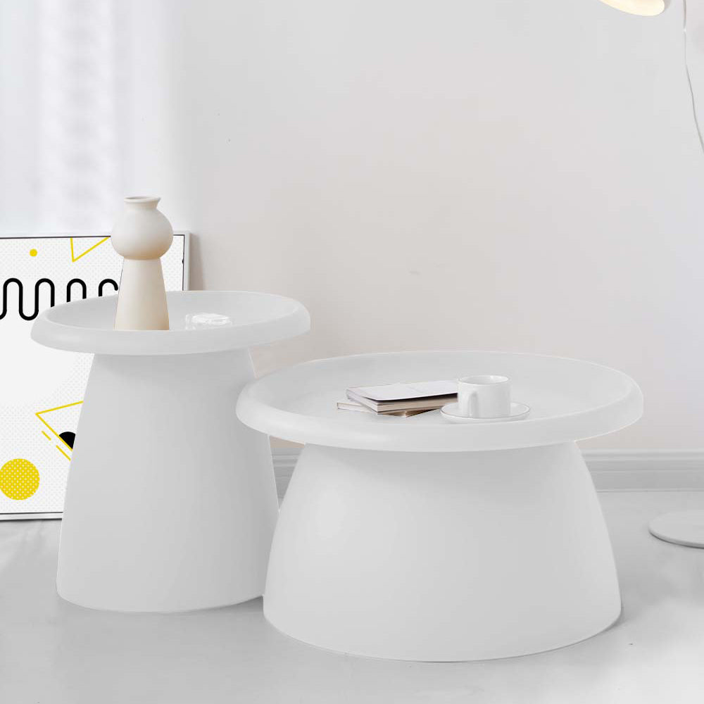 Nordic Round Mushroom Coffee Table 70CM - White