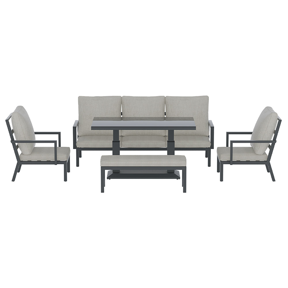 Gardeon Outdoor Sofa 7-Seater Lounge Set - Grey
