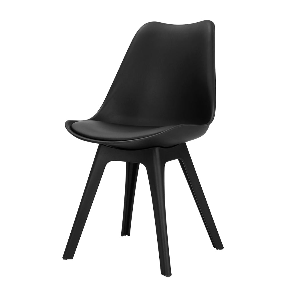 Luna Set of 4 Black Leather Dining Chairs