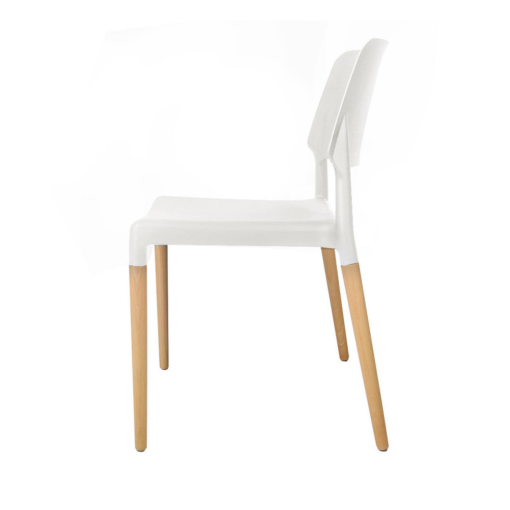 Stackable Set of 4 Dining Chairs - White