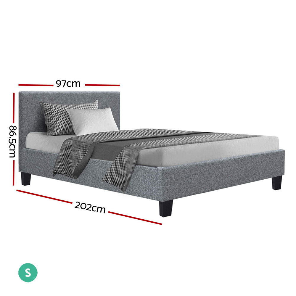 Single Neo Fabric Bed Frame - Grey
