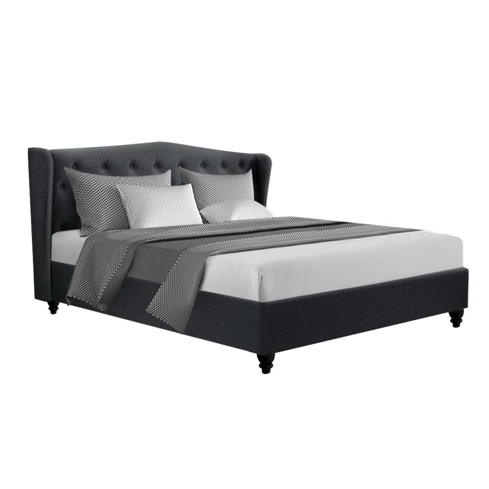King Pier Bed Frame Fabric - Charcoal