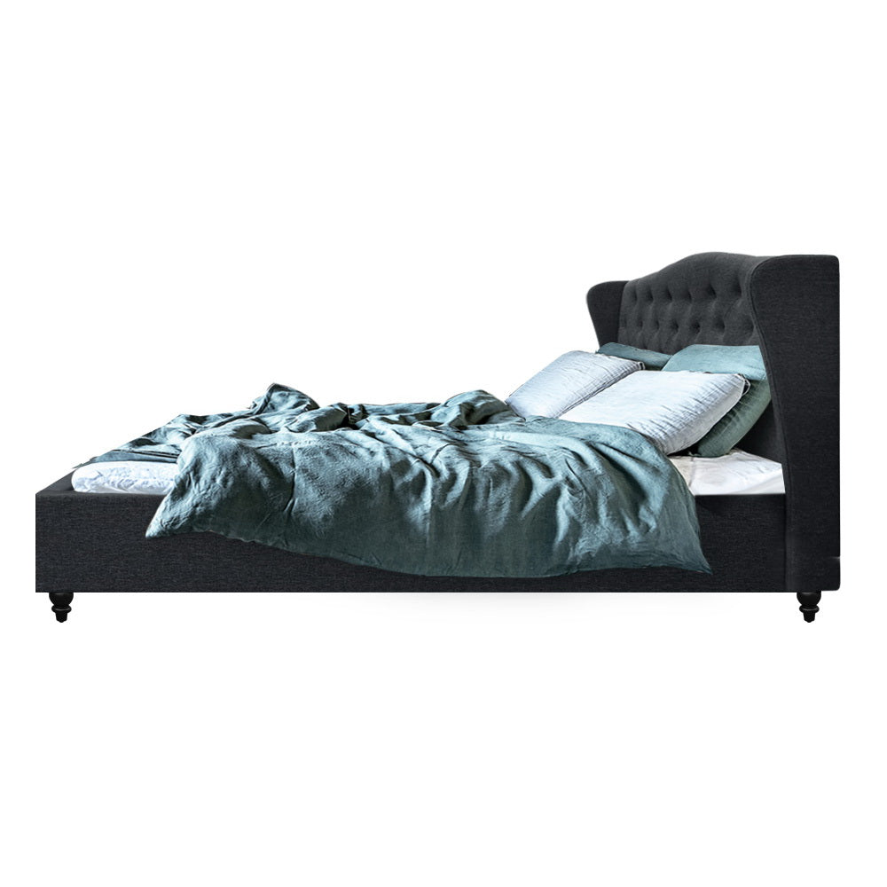 Queen Pier Fabric Bed Frame - Charcoal