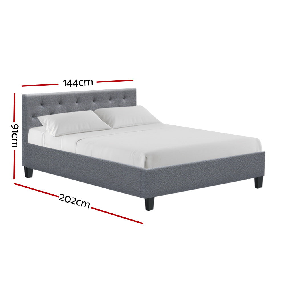 Double Vanke Fabric Bed Frame - Grey