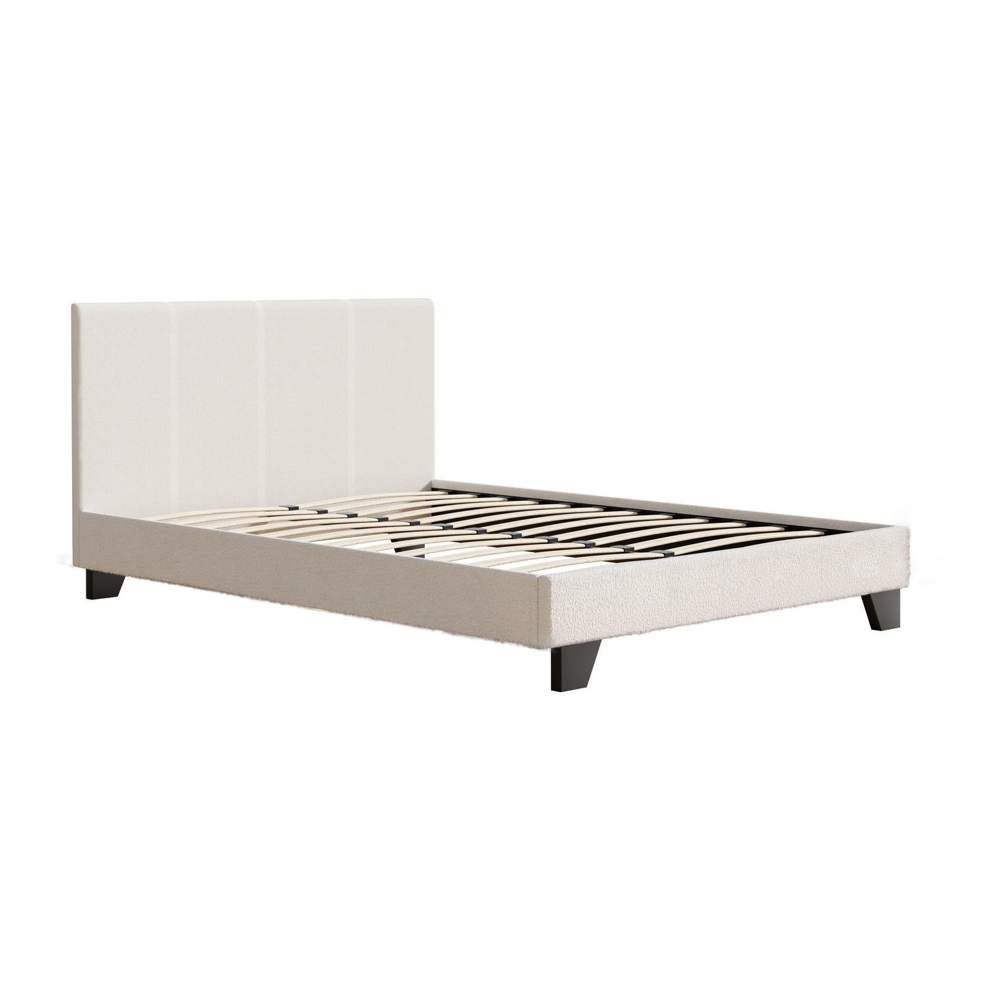 Double Boucle Fabric Bed Frame - Beige