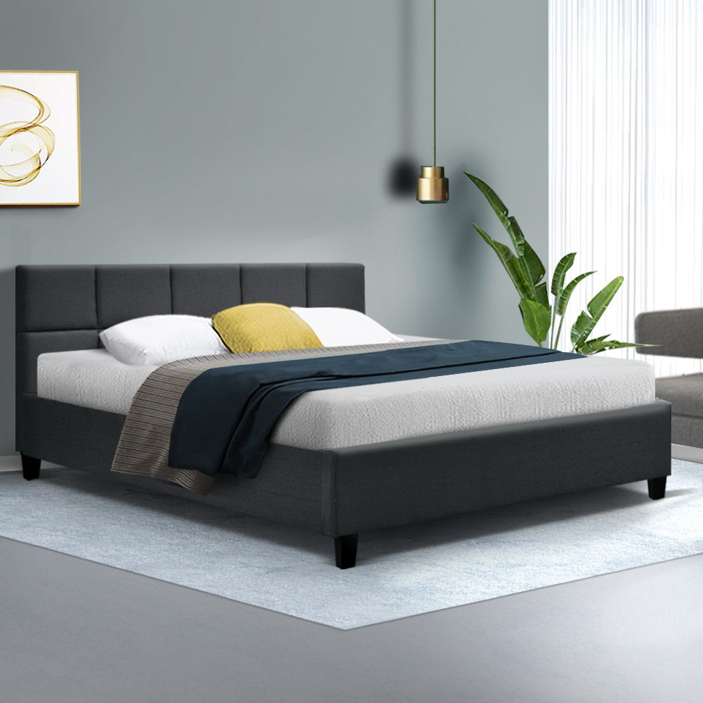 Queen Tino Fabric Bed Frame - Charcoal