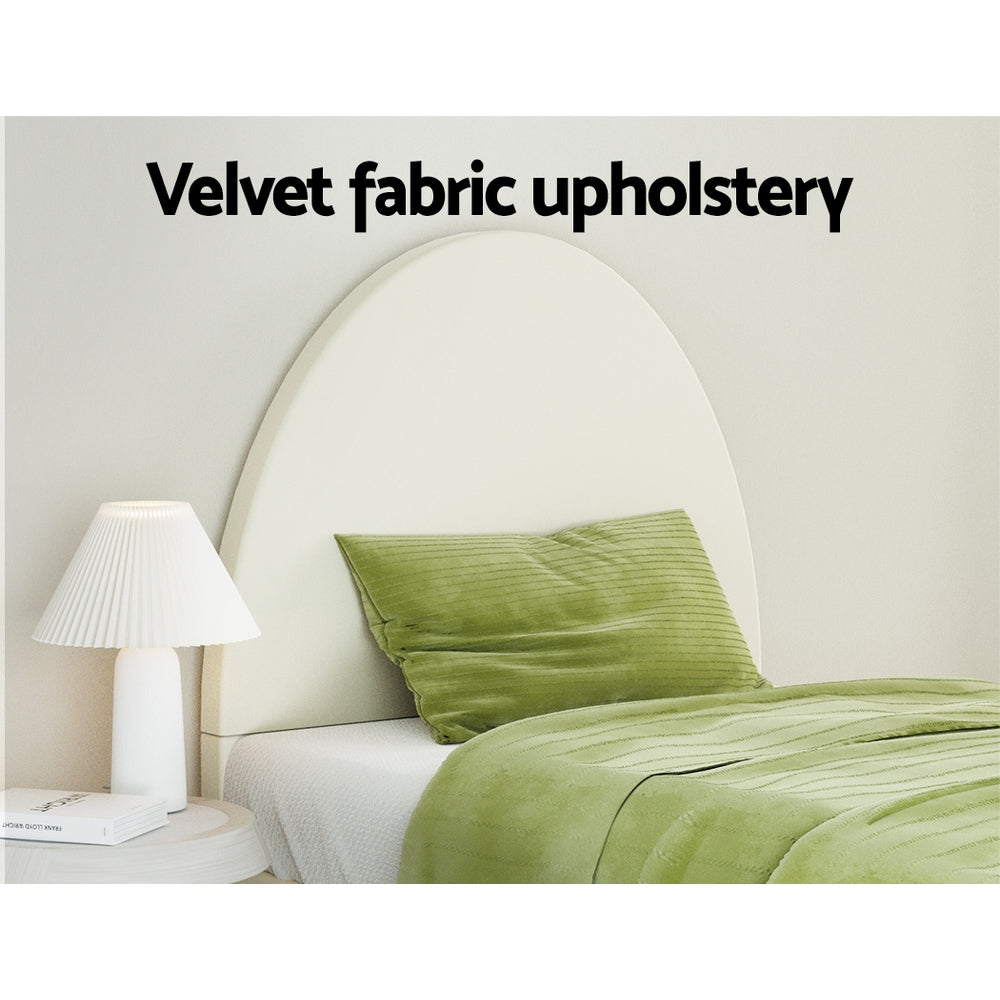 Single ELLA Velvet  Bed Frame - Cream