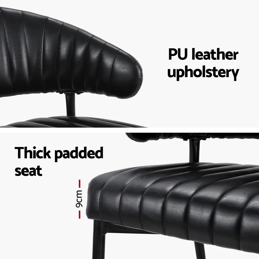 Yolanda Set of 2 Dining Chairs PU Leather -  Black