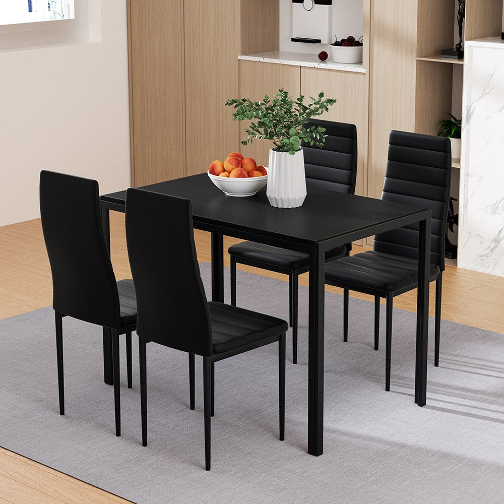Dining Set x4 Chairs and Table - Black