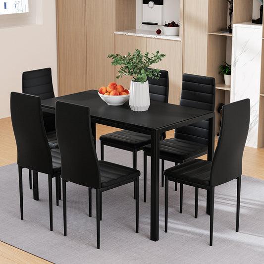 Dining Set - x6 Chairs & Table - Black