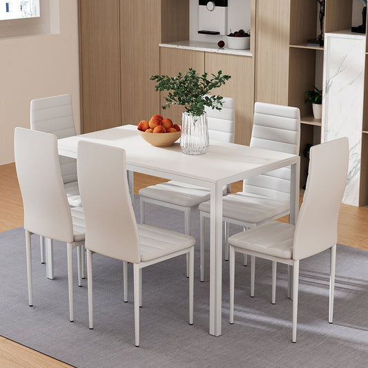 Dining Set - x6 Chairs and Table - White