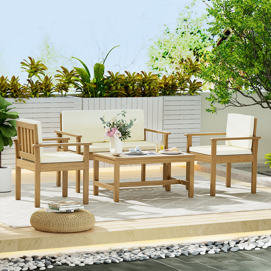 Gardeon 4-Piece Outdoor Sofa Set Wooden Couch Lounge Setting