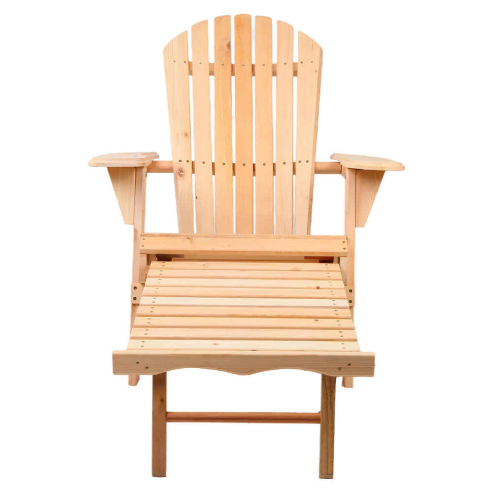 Set of 2 Outdoor Sun Lounge Chairs - Wood