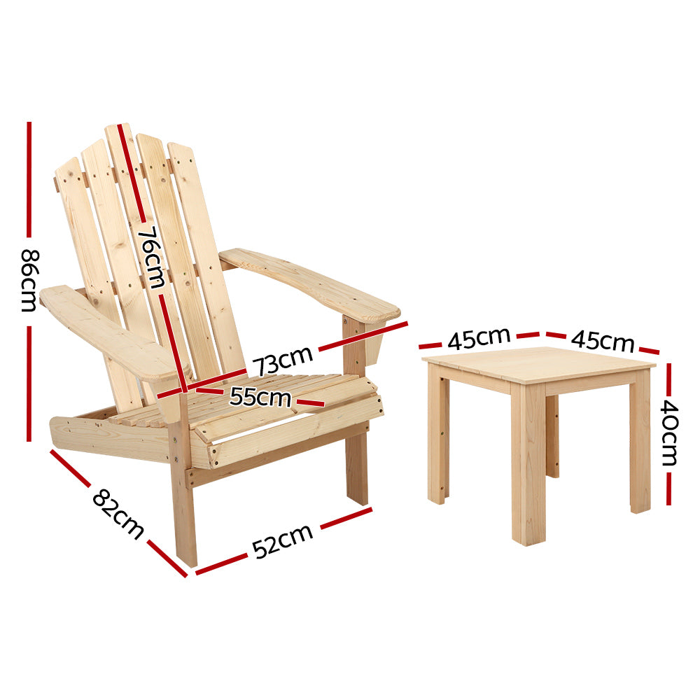 Garden Outdoor Sun Lounge Beach Chairs with side table - Wood