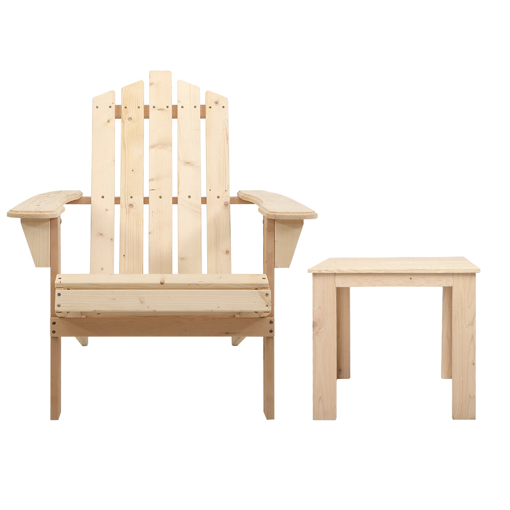 Garden Outdoor Sun Lounge Beach Chairs with side table - Wood