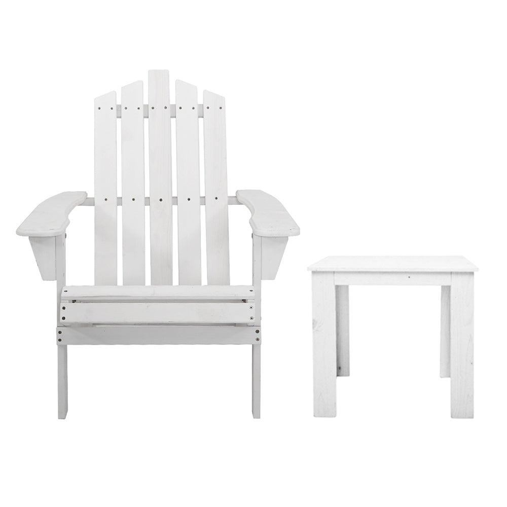 Garden Outdoor Sun Lounge Beach Chairs with side table - White