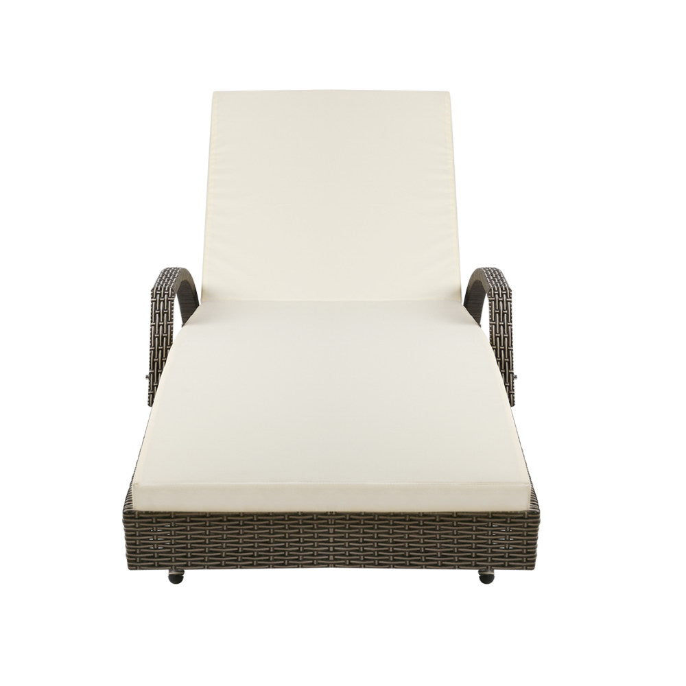 Set of 2 Outdoor Sun Lounge Chair with Cushion- Grey