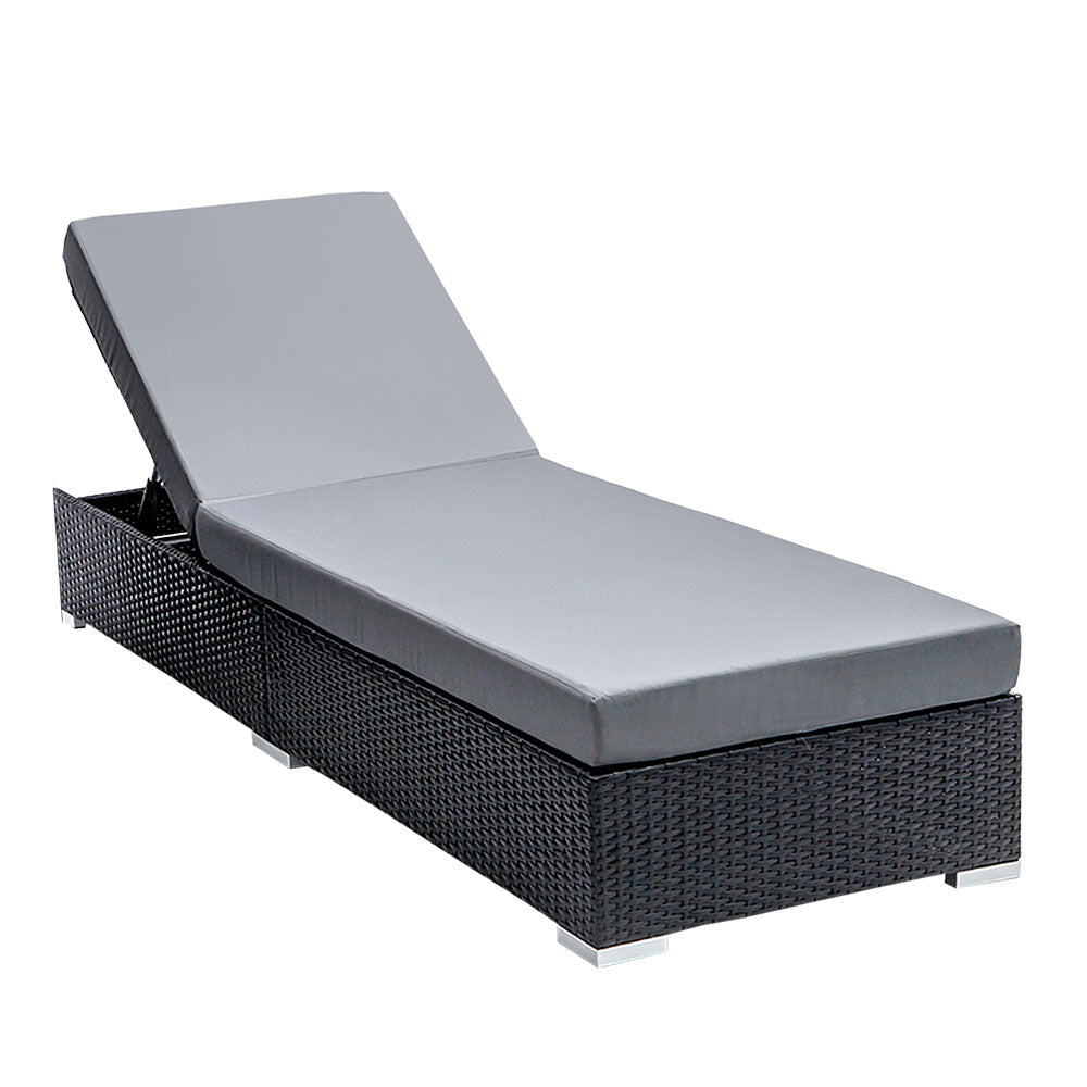 Outdoor Sun Lounge Day Bed - Black