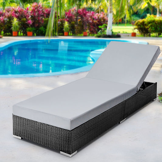 Outdoor Sun Lounge Day Bed - Black