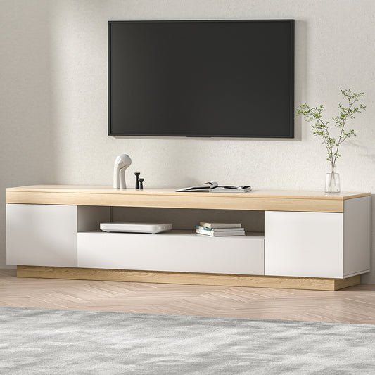 TV Entertainment Unit with Storage Drawer Shelf 180cm - White Wood
