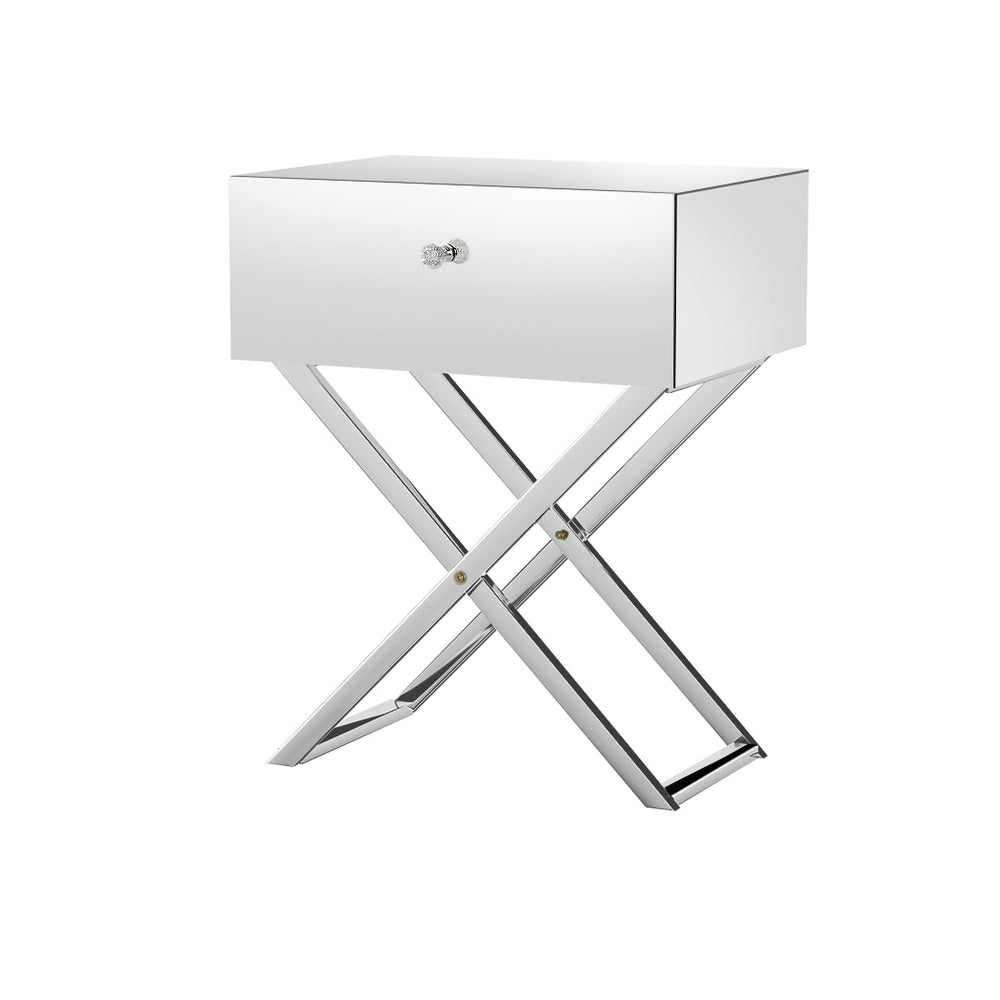 MOCO Mirrored Bedside Table - Silver