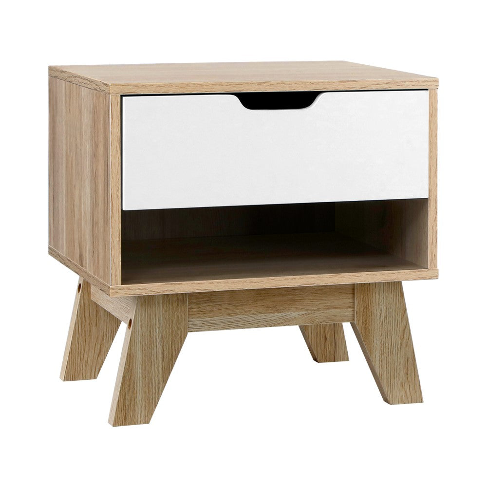 Wooden Bedside Table - White