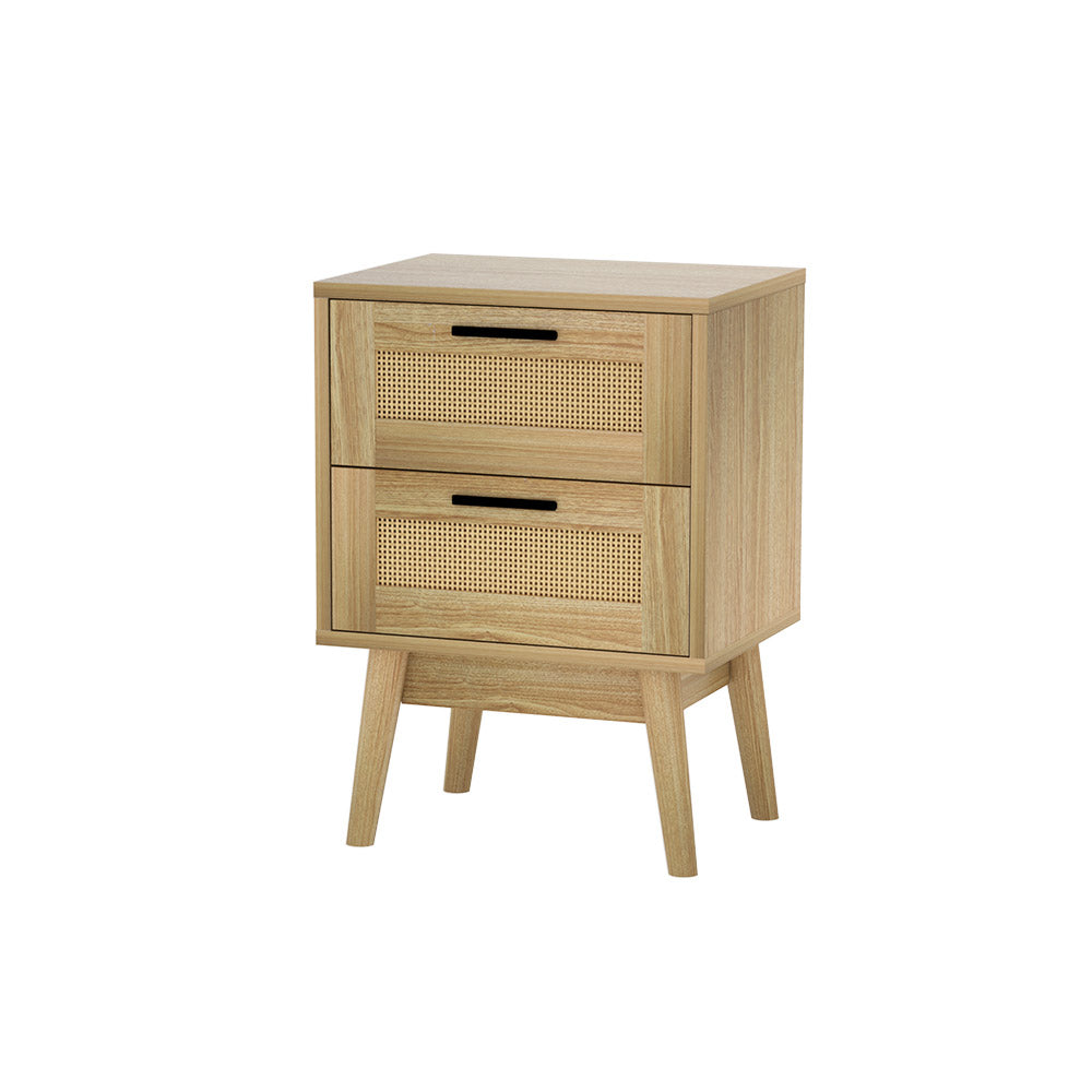 Rattan 2 Drawers Bedside Table