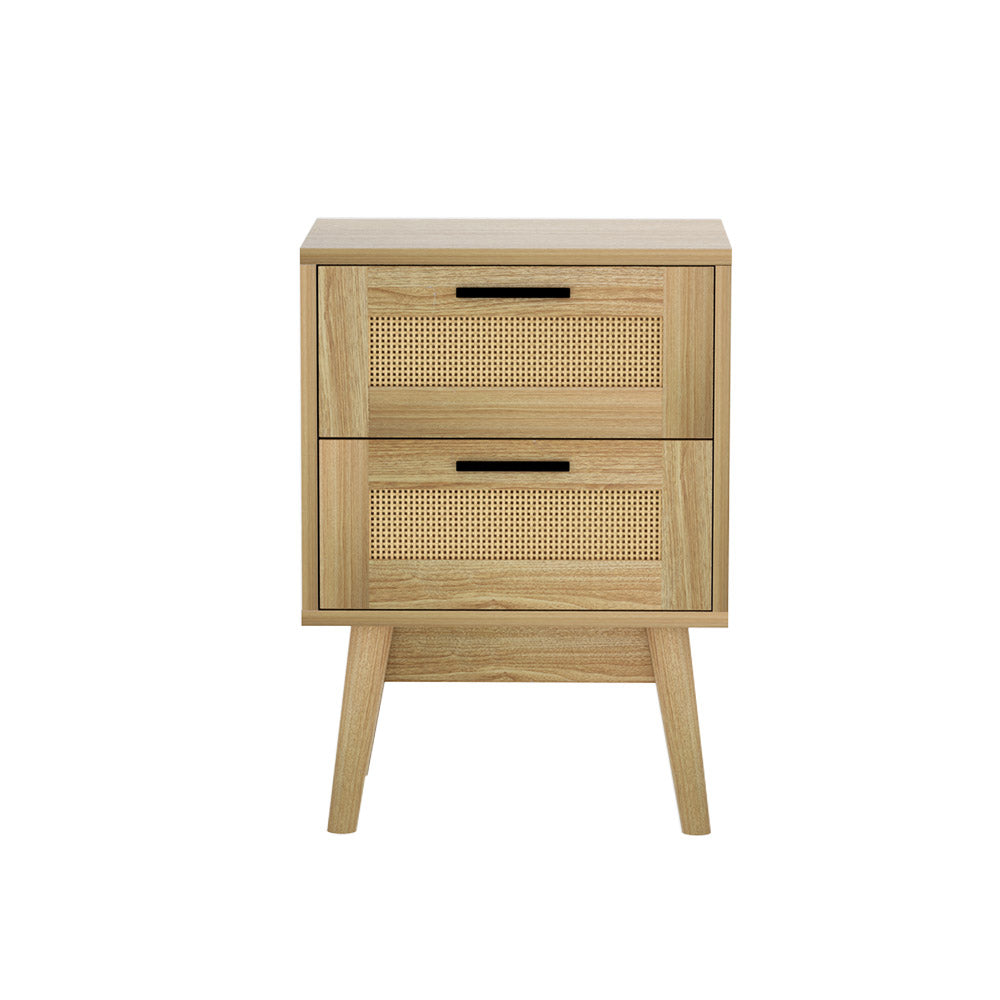 Rattan 2 Drawers Bedside Table