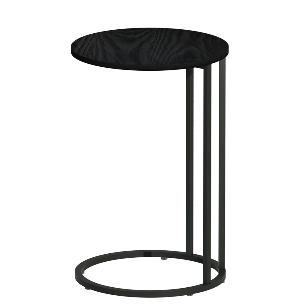 Wooden Side Table with  Metal Frame - Black