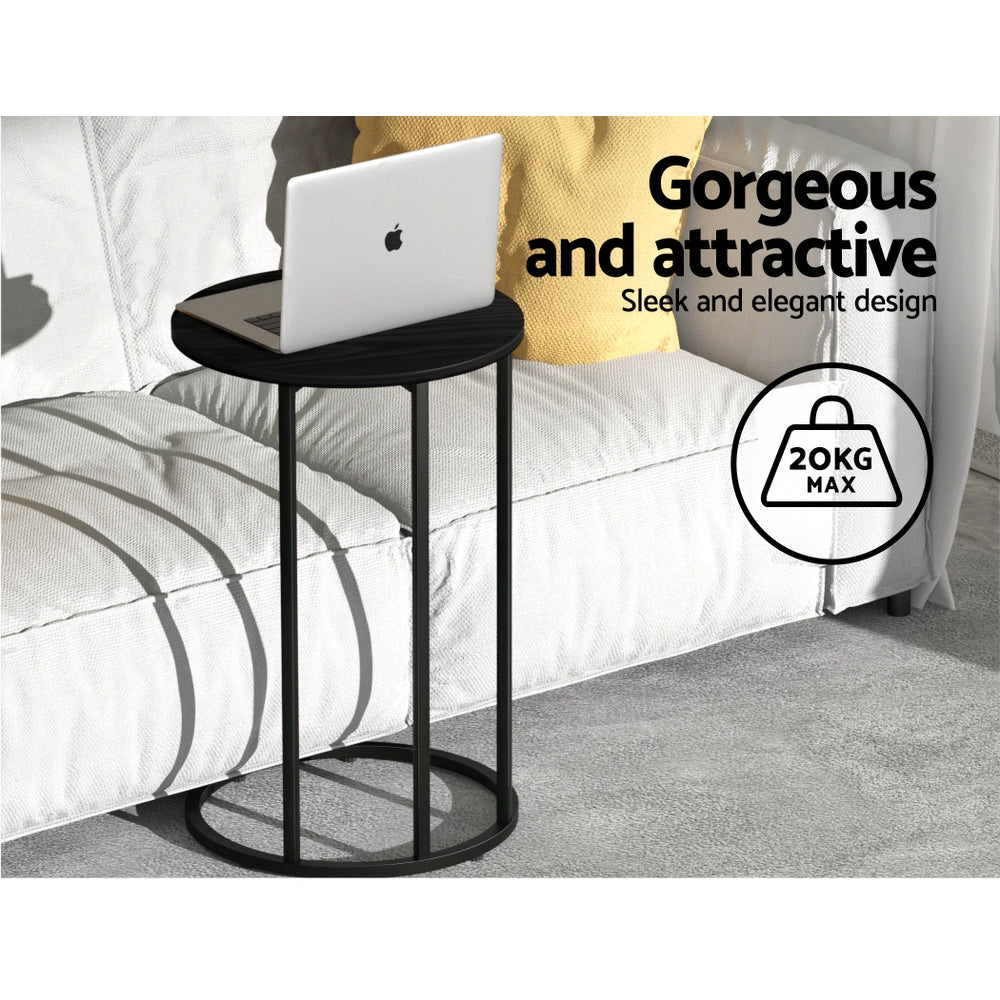 Wooden Side Table with  Metal Frame - Black