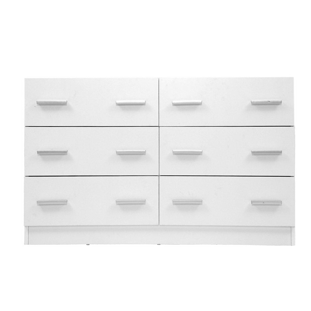 6 Chest of Drawers Lowboy - White