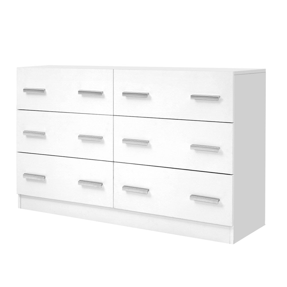 6 Chest of Drawers Lowboy - White
