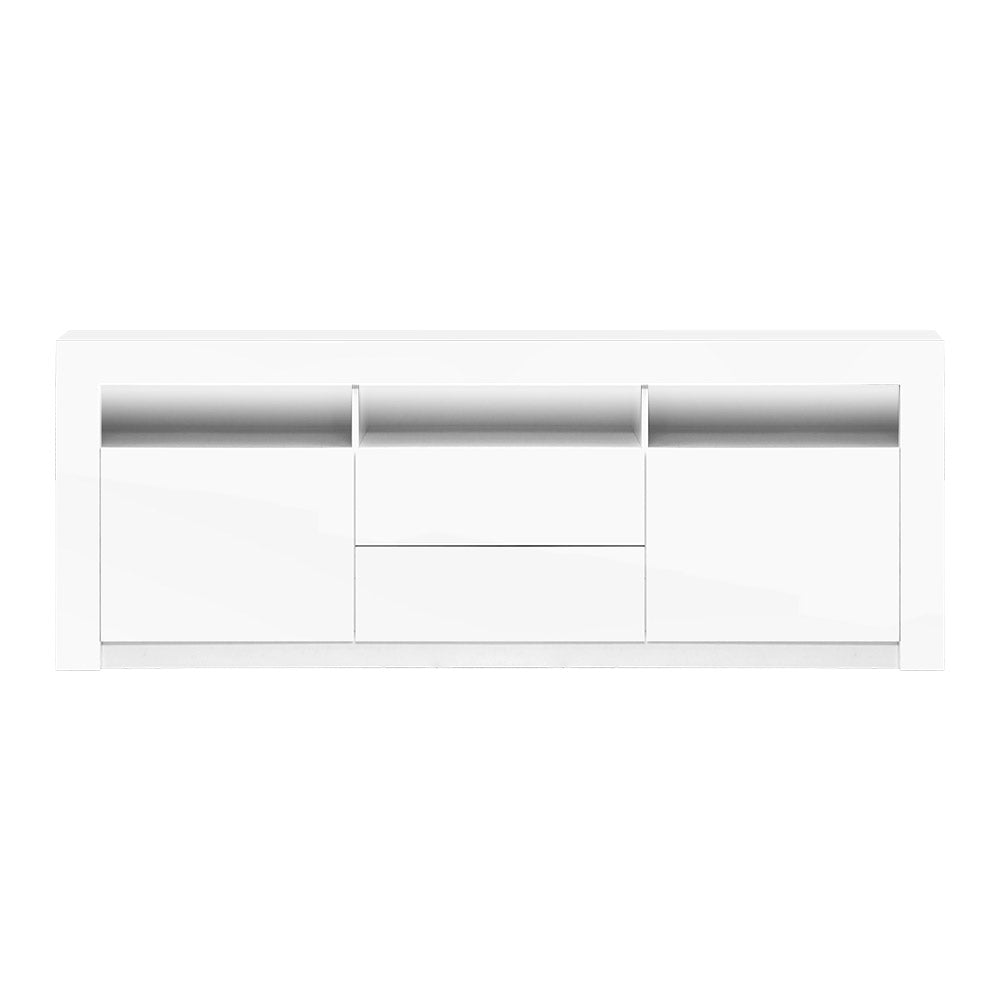 Entertainment Unit LED Gloss Drawers 160cm - White