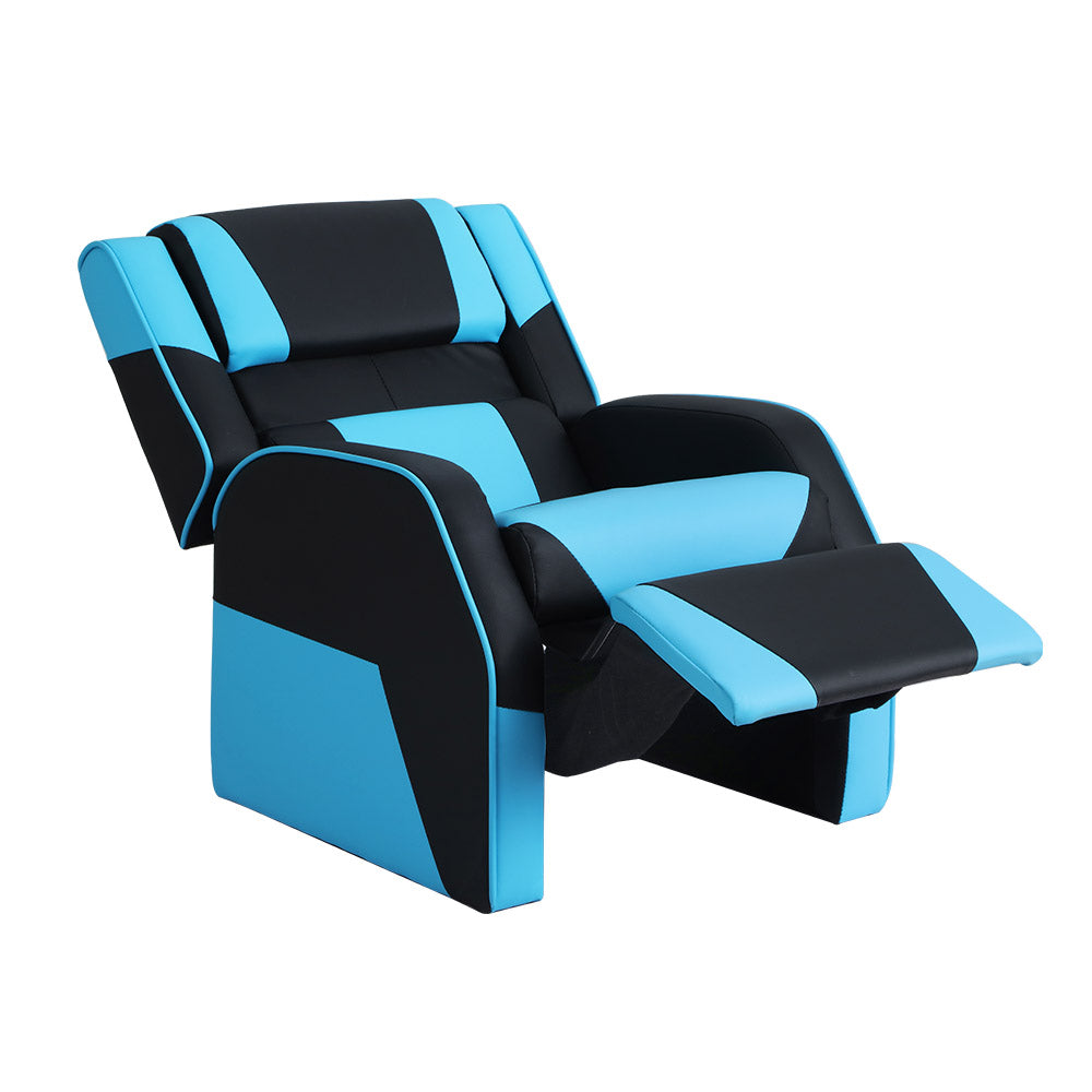 Keezi Kids PU Leather Recliner Gaming Chair - Black & Blue
