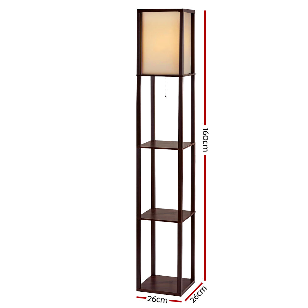 Vintage Light Stand Wood Shelf - Brown