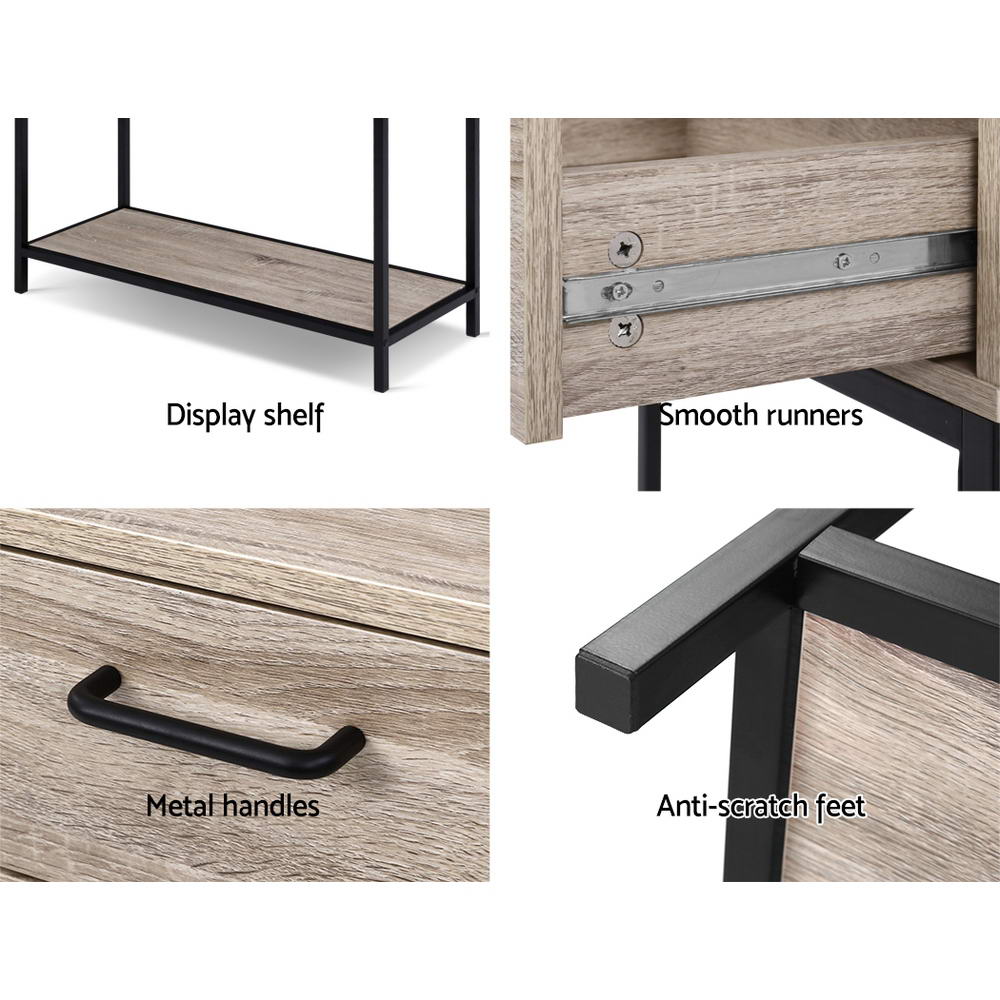 Hallway Console Table Drawer Storage - Oak