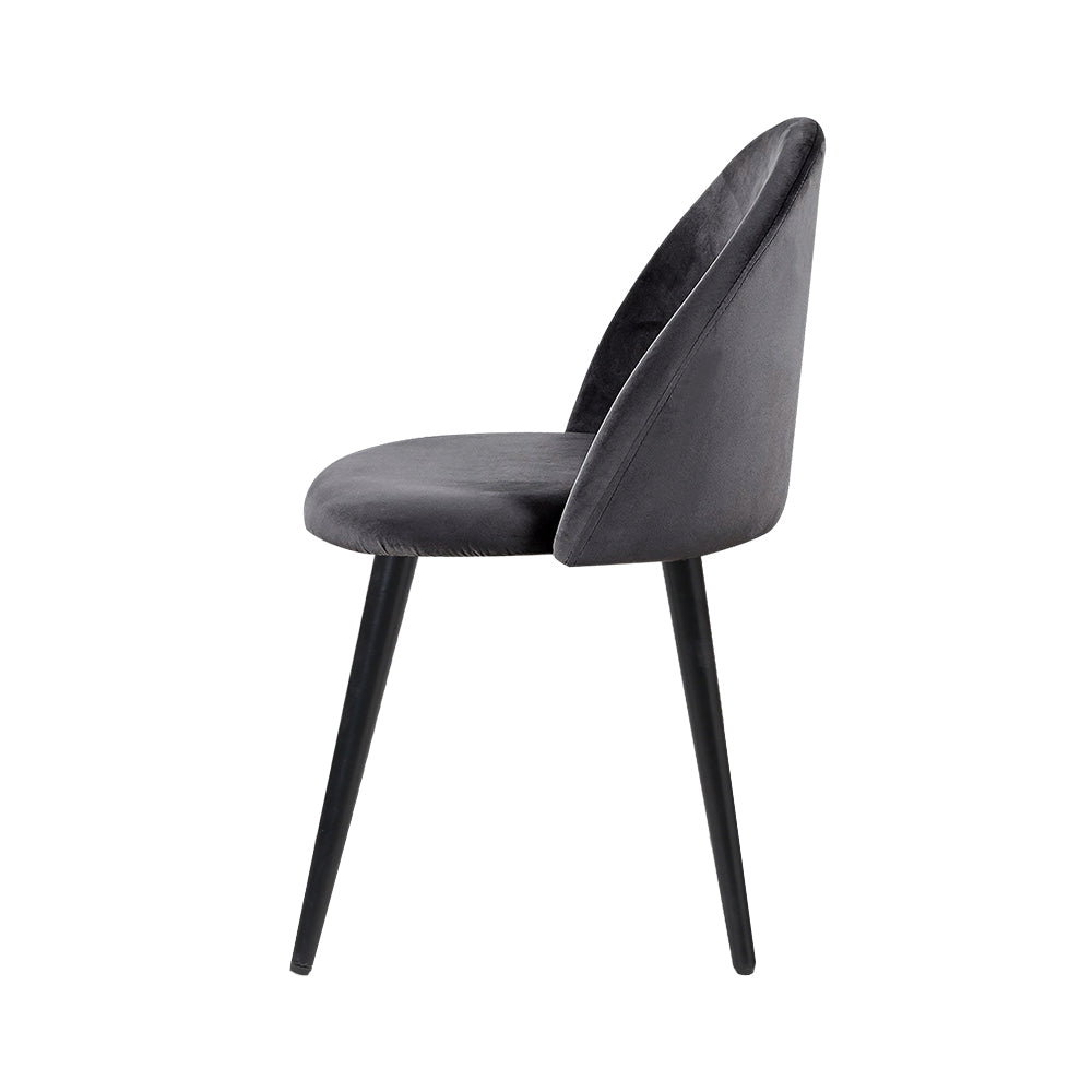 Velvet Set of 2 Dining Chairs - Grey