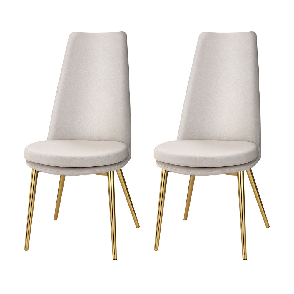 Set of 2 Sunnie Dining Chairs High-back Beige