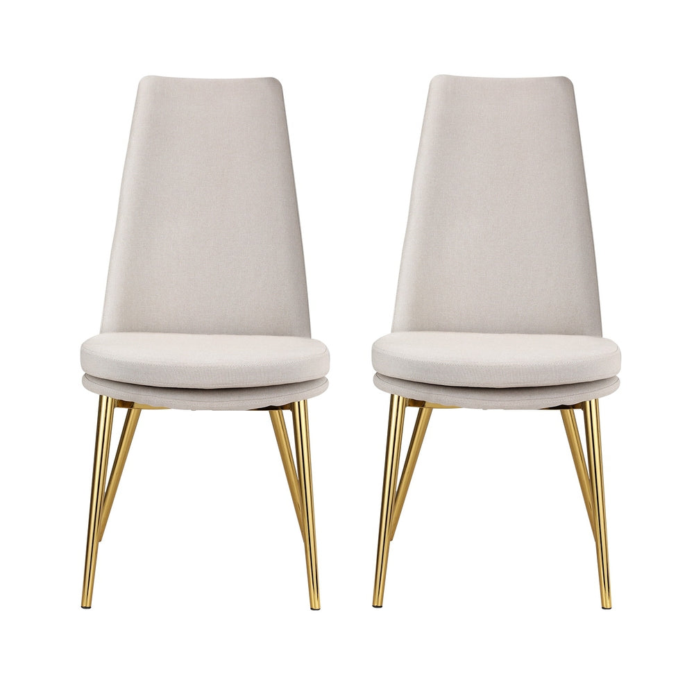 Set of 2 Sunnie Dining Chairs High-back Beige