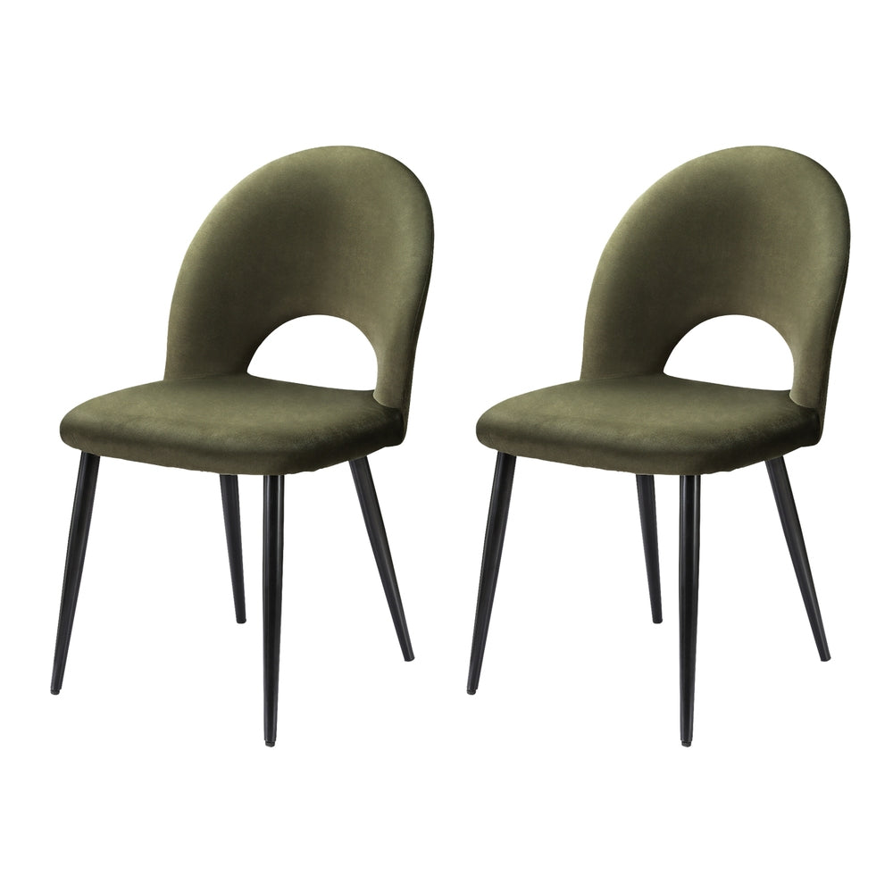 Set Of 2 Loren Dining Chairs Green Velvet